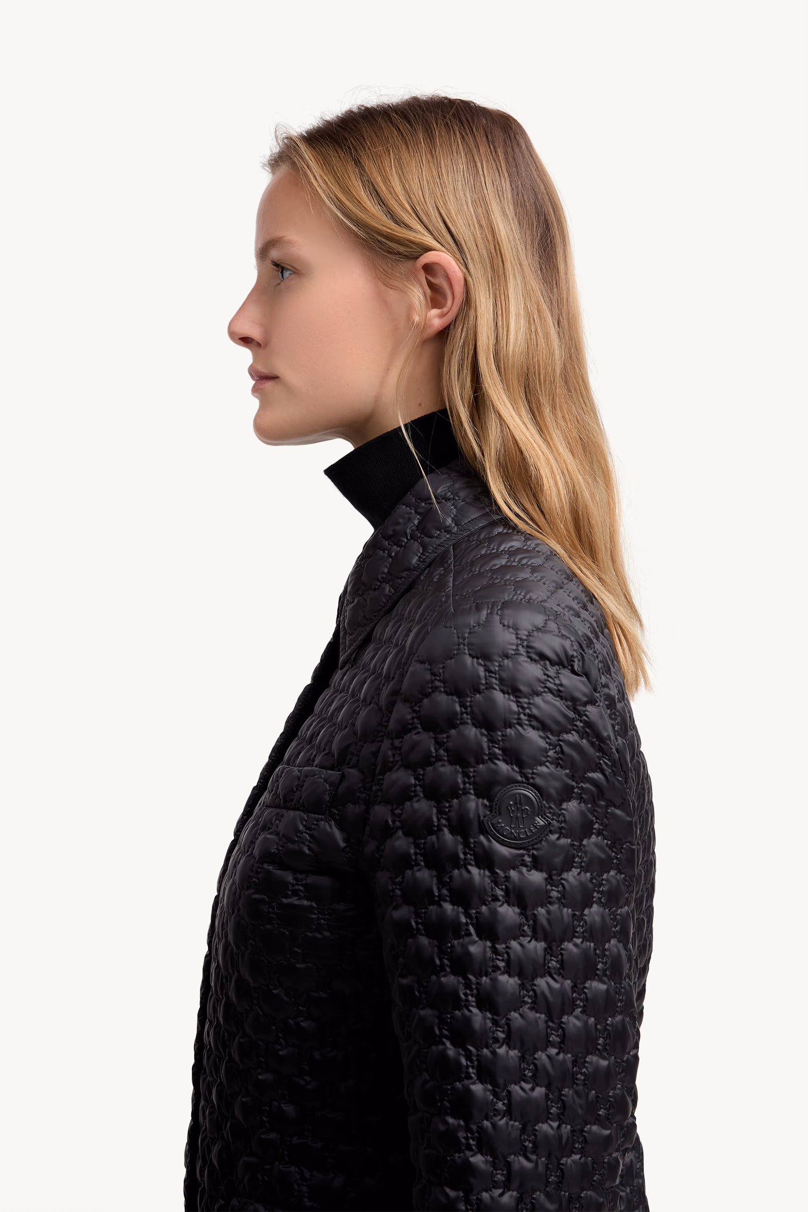 Plumífero largo con acolchado geométrico Raissac Negro Moncler 4